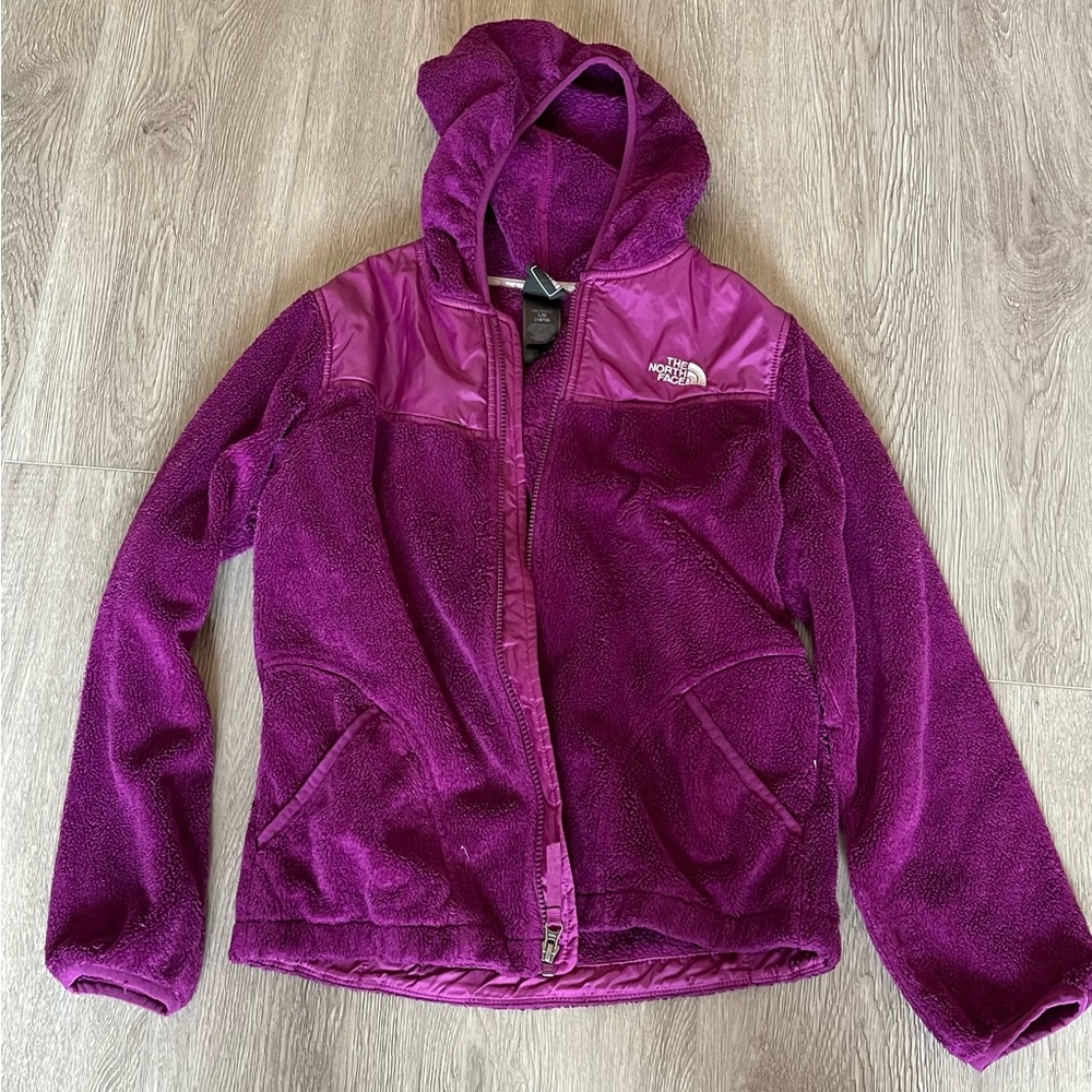 The North Face pink fuzzy zippered hoodie- LRG